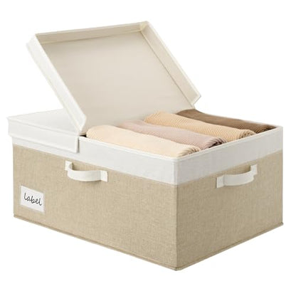 GRANNY SAYS Extra Large Storage Bins with Lids, Closet Bins, White&Khaki - color: White/Khaki, size: Extra Large - 1 Pack