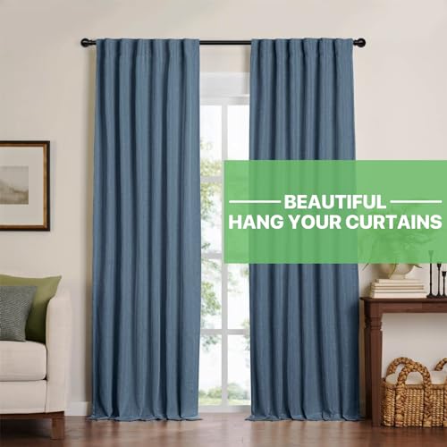 2 Pack 28-48 inch Black Metal Wall Mounted Curtain Rod Set with Brackets, 5/8" Adjustable Small Curtain Rods for Bedroom, Kitchen, Living Room, Grommet Curtains - color: Black, size: 28 to 48 inch (2 Pack)