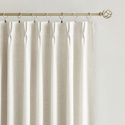 Vision Home Natural Pinch Pleated Full Blackout Curtains Linen Blended Room Darkening Window Curtains 63 inch for Living Room Bedroom Thermal Insulated Pinch Pleat Drapes with Hooks 2 Panel 40"Wx63"L - color: Natural, size: 40"W x 63"L (Pack of 2)