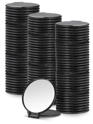 Qislee 96 Pack Compact Mirrors Bulk for Party Favors Purse Travel, Black - color: 96 Pcs-black