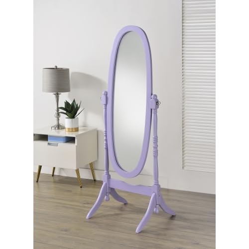 Cheval Mirror Full Length Floor Mirror with Stand, Adjustable Oval Wood Standing Mirror, Freestanding Dressing Mirror for Bedroom, Living Room and Dressing Area (Purple) - color: Purple