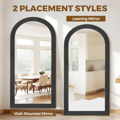 71x32 Arched Full Length Mirror, Solid Wood 3 Layer Frame, Black - color: Black-3 Layer-ar Frame, size: 71"L x 32"W