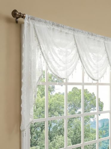 Molaxhome White Lace Window Valance Curtains Swag Victorian Gothic Style - color: White, size: 98.4"W x 41.3"L (Pack of 1)