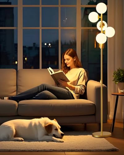 Lightdot Globe Floor Lamp Mid Century Modern Floor Lamp for Living Room - color: 5 Globe-Gold