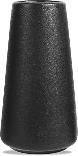 Black Ceramic Vase - Modern Flower Vase for Home Decor - Cute Vase for Pampas Grass - Desk Aesthetic Room Decor- Farmhouse Decor - Living Room - Dining Table - Office - Kitchen Shelf - color: Black, size: Medium (6 inches)