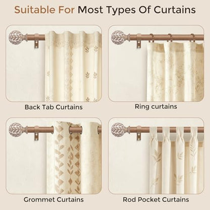 Curtain Rod 36-91 Inch, Boho Wood 1 Inch Curtain Rods for Windows - color: White Wood, size: 36''-91'' (1 Pack)