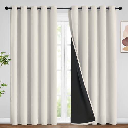 SimpleHome Cream 100% Blackout Curtains Room Darkening Living Room 84 Inch - color: Cream, size: 62"W x 84"L (Pack of 2)