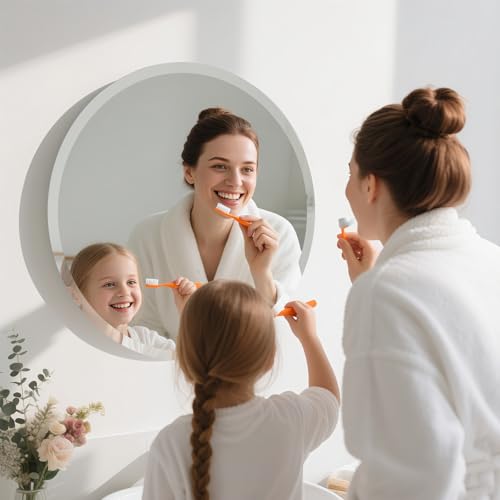 24 Inch Round Frameless Bathroom Mirror, Beveled Round Mirror - size: 24"L x 24"W