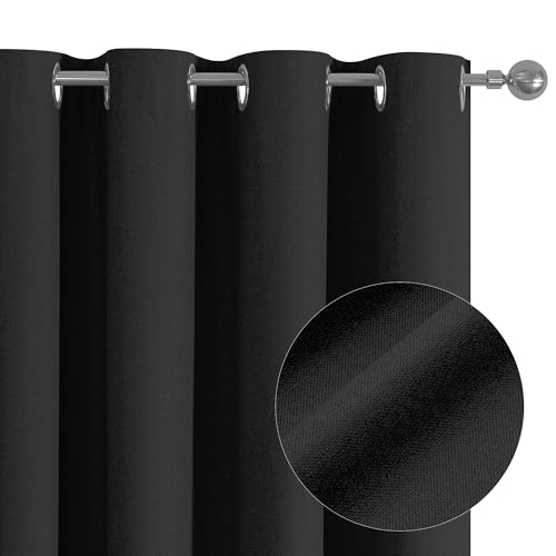 ChrisDowa Black Blackout Curtains 45 Inches Long 2 Panels for Bedroom - color: Black, size: 52"W x 45"L (Pack of 2)