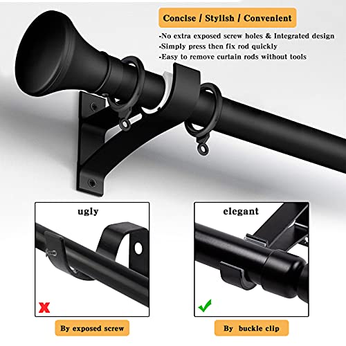 Heavy Duty Black Curtain Rod Holders - 1-inch Curtain Rod Brackets, 2 Pack - color: Black, size: Set of 2