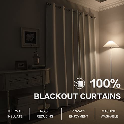KEQIAOSUOCAI Pure White 100% Blackout Linen Curtains 100 Inches Long 2 Panels for Bedroom,Modern Farmhouse Full Black Out Room Darkening Thermal Insulated Window Curtain Panels W50 x L100 Inch Length - color: Pure White, size: 50"W x 100"L (Pack of 2)