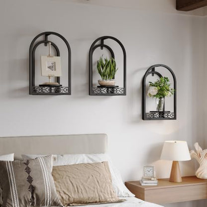 3 Pack Wall Plant Stands Indoor, wall Mounted Plant Holders, Black - color: 3 Pack Black