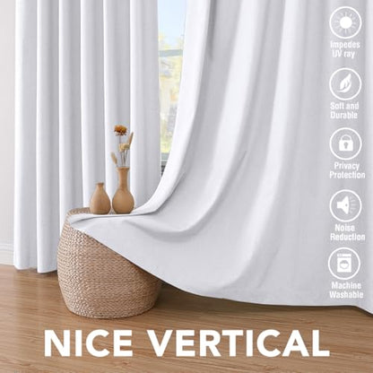H.VERSAILTEX 100% Blackout Linen Curtains 45" L 2 Panels Bright White - color: Bright White, size: 42"W x 45"L (Pack of 2)
