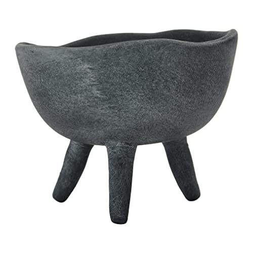 Creative Co-Op Boho Terracotta Footed Bowl, Slate Grey - color: Slate Grey, size: 4"