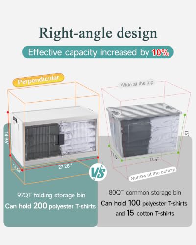 OlarHike 97QT Storage Bins with Lids for Closet, Garage, Shelves, 3 Pack - size: 97QT