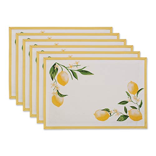 DII Lemon Bliss Tabletop Collection, Placemat Set, 6 Piece - size: Placemat Set