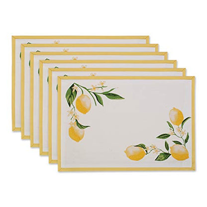 DII Lemon Bliss Tabletop Collection, Placemat Set, 6 Piece - size: Placemat Set