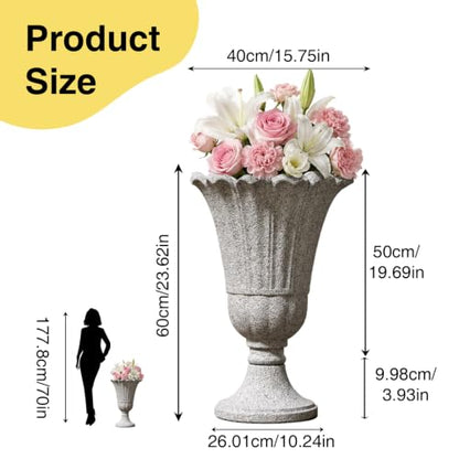 NicBex 24" Tall Urn Planters for Outdoor Plants Set of 2 - Grey Petal - color: Light Grey
