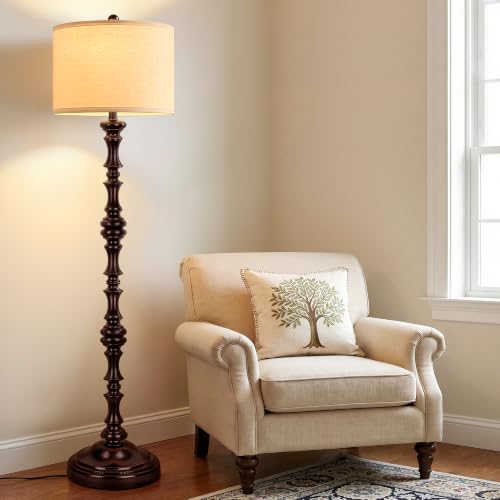 Coucrek 61" Farmhouse Floor Lamp for Living Room, Antique Rustic Floor Lamp - color: Red Brown