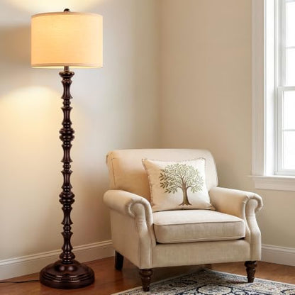 Coucrek 61" Farmhouse Floor Lamp for Living Room, Antique Rustic Floor Lamp - color: Red Brown