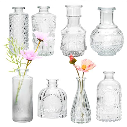Clear Flower Vase Set, Glass Bud Vase in Bulk Set of 8 - color: Clear, size: 8 pcs