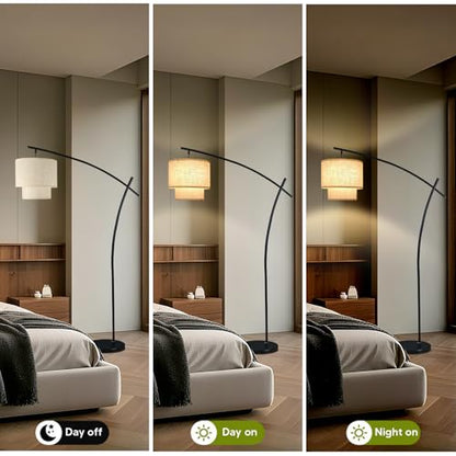 Lightdot Arc Floor Lamp Modern 3000K Dimmable Standing Lamp for Living Room - color: Fabric-Black