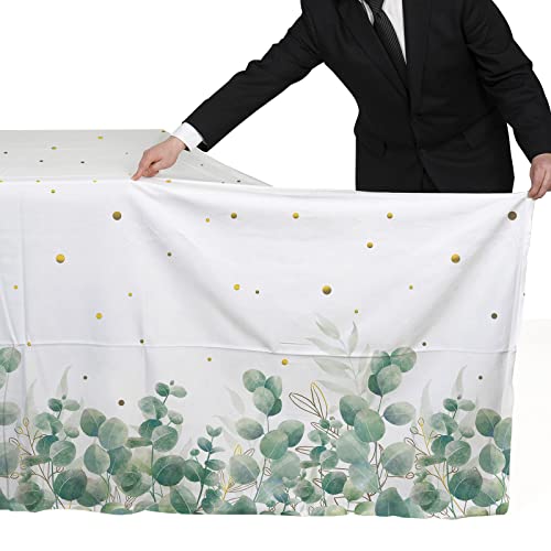 Gatherfun Sage Greenery Baby Shower Disposable Tablecloth, Plastic Table Cover for Baby Shower Party,Boho Greency 3 PCS, 54”x 108” - style: Sage Green