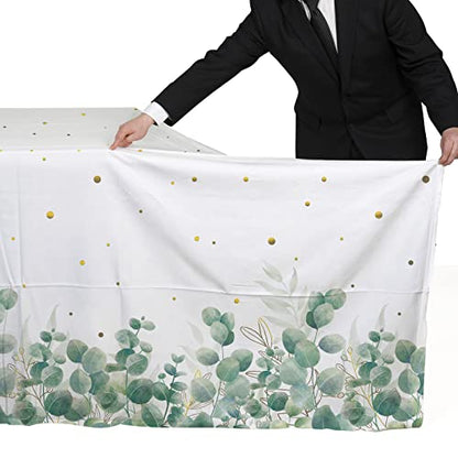 Gatherfun Sage Greenery Baby Shower Disposable Tablecloth, Plastic Table Cover for Baby Shower Party,Boho Greency 3 PCS, 54”x 108” - style: Sage Green