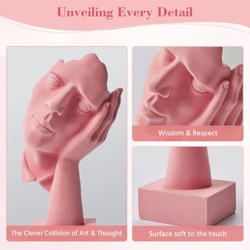 Thinker Statue Speak No Evil with Soft Velvety Texture, Pink - color: Nohear-pink