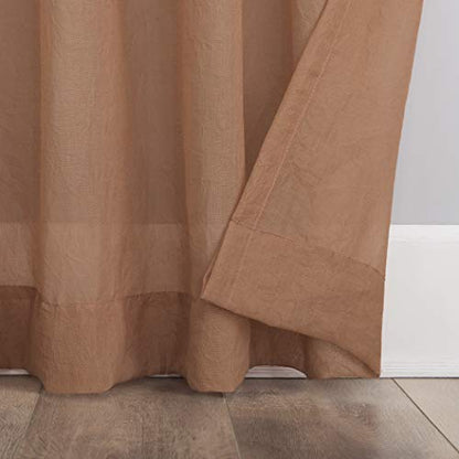 No. 918 Genevieve 2-Pack Linen Weave Sheer Semi-Sheer Rod Pocket Curtain Panel Pair, Sienna, 50" W x 96" L (2 Panels) - color: Sienna, size: 50"W x 96"L (Pack of 2)