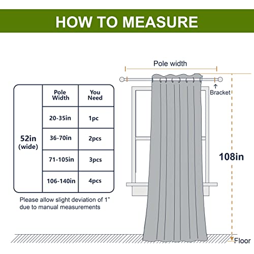 NICETOWN Grey Blackout 108 inch Curtains for Bedroom - Energy Saving Thermal Insulated Solid Grommet Blackout Curtain Drape for Living Room, W52 x L108, 1 Panel - color: Grey, size: 52"W x 108"L (Pack of 1)