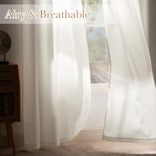 NICETOWN Non See Through Privacy Sheer Curtains 72 Inches Long 2 Panels - color: Ivory White, size: 52"W x 72"L (Pack of 2)