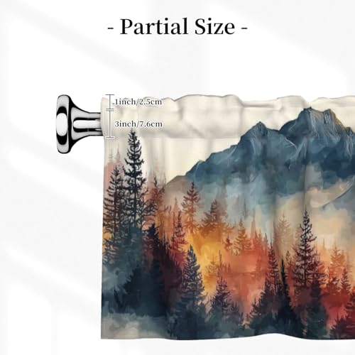 Mountain Landscape Valances for Windows Rod Pocket Curtain Valance 1 Panel Short Curtains for Kitchen Bathroom Living Room Bedroom Window Treatments - color: Mountain Landscape