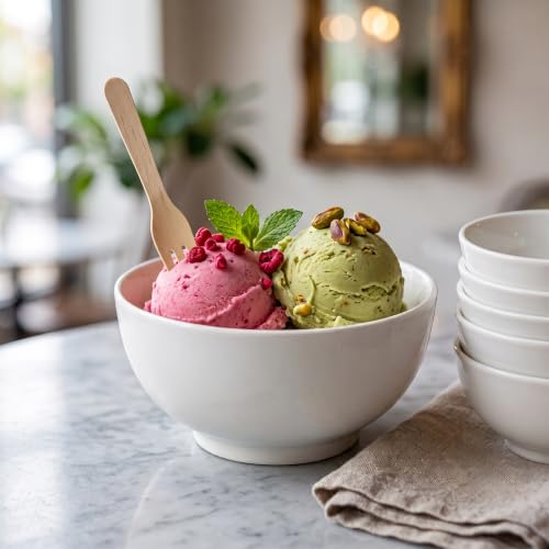 Small Ceramic Bowls Set of 6, 10 oz Cute Bowls, White Dessert Bowls - size: 4.5 inch 10 oz (White Rim)
