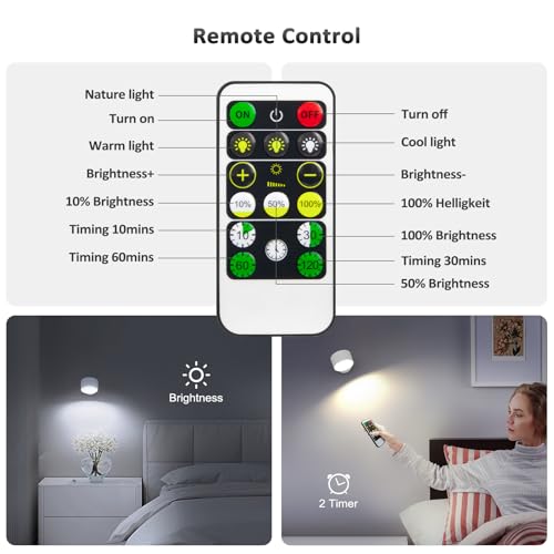 Racokky LED Wall Mounted Lights with Remote, Rechargeable Wall Sconces - color: White