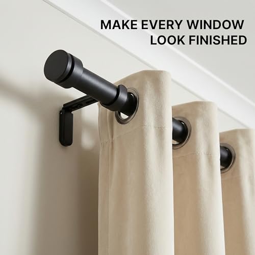 Adjustable Curtain Rod Brackets for Wall 5 inch, Heavy Duty, 3 Pack, Black - color: Black - Set of 3