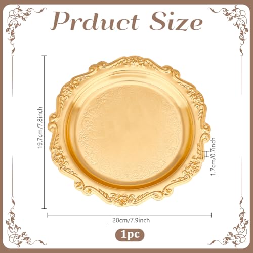 PH PandaHall 7.8" Gold Tray Jewellery Display Tray Decorative Serving Tray Vintage Style Candle Tray Dispenser for Wedding Party Home Kitchen Centerpiece Display Countertop Organization - color: Gold