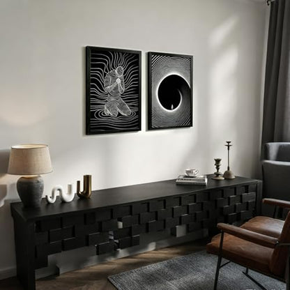 AUUAUU 2 Pcs Black and White Abstract Wall Art 16x24 Inches Black Framed - color: Black Framed Abstract Prayer, size: 16x24 Inch