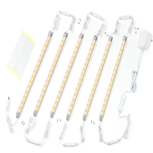 Premium LED Light Strips Kit: 6 x 12 Linkable Bars + Rocker Switch for Warm White Ambient Lighting in Cabinets, Closets, Shelf, Display Case, Showcase Lighting, 3000K Warm White - color: Warm White