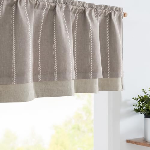 jinchan Striped Linen Valance Taupe Gray Farmhouse 18 Inch 1 Panel - color: Nautical Striped Taupe Gray, size: 50"W x 18"L (Pack of 1)