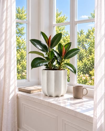 10 Inch Ceramic Plant Pot for Indoor Plants with Drainage Hole - color: White 10"