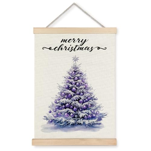 Exqcom Purple Christmas Tree Wall Decor, Purple Christmas Wall Art Poster, Holiday Winter Merry Xmas Tree Posters for Home Bedroom Living Room, 12x16 Inches - color: Christmas-Wall Decor-I