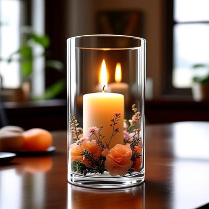 CYS EXCEL (H:12" D:6") Large Cylinder Clear Glass Vase for Wide Bouquet Flower Vase Centerpieces Display Hurricane Floating Candle Holder - size: H-12" D-6"