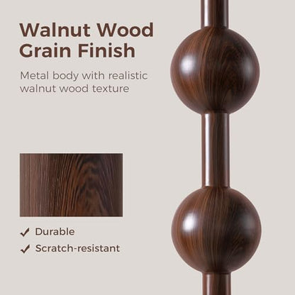 62" Farmhouse Floor Lamp with Remote, Dimmable Standing Lamp, Walnut Grain - color: Walnut Wood Grain