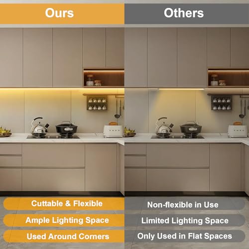 2 Pack 6.6Ft COB LED Strip Lights Battery Powered for Kitchen (Warm White) - color: COB Warm White