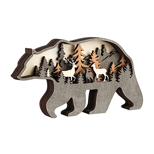 Laozai Wooden Forest Animals Bear Decor Cabin Rustic Decor Wall Decorations Mountain decor for Bedroom Living Room Table Decorative - color: bear
