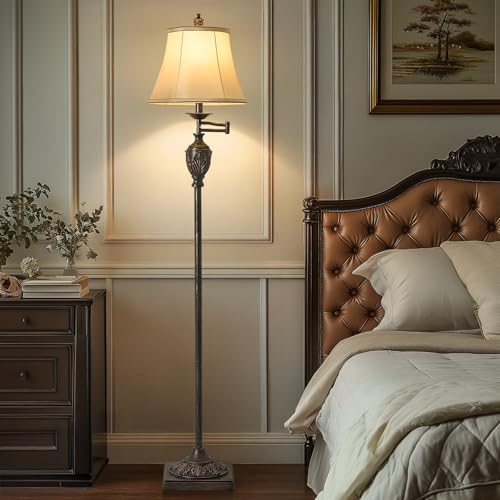 Traditional Floor Lamp with 350° Swing Arm,Including Bulb,Antique Black - color: Antique black -14