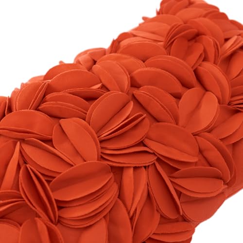 KINGROSE Handmade 3D Floral Throw Pillow Cover, 12x20 Inch, Dark Orange - color: Dark Orange