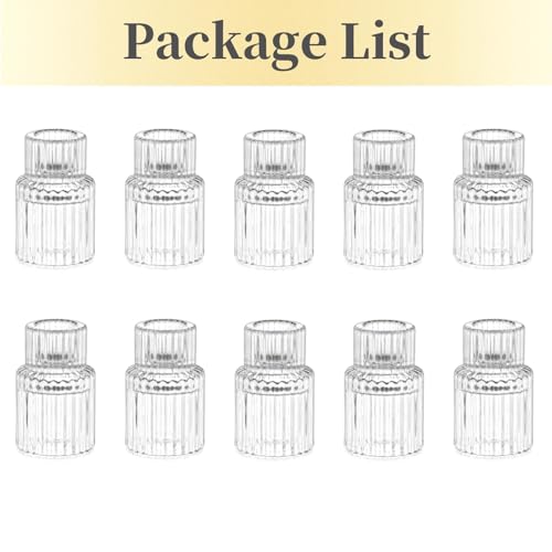 Hewory Taper Candle Holders Bulk, 10PCS Clear Glass Candlestick Holders - color: Clear, size: 10PCS