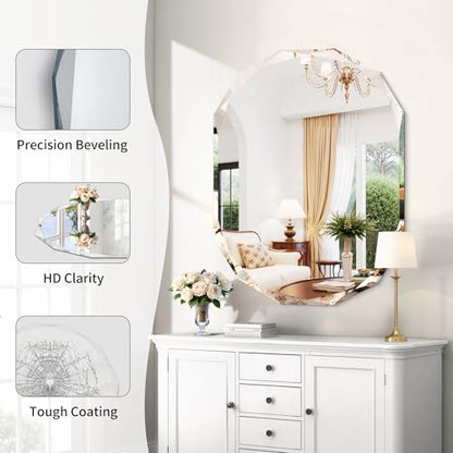 GLASHOM Frameless Mirrors for Bathroom 30x40 inch - size: 30"L x 40"W